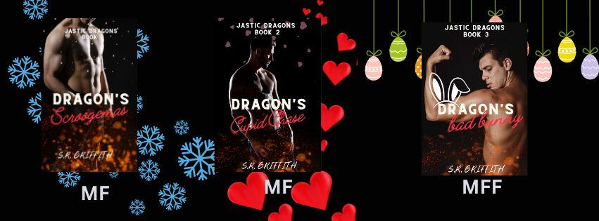 Three dragon shifter books, Dragon's Scroogemas, Dragon's Cupid Chase, Dragon's Bad Bunny