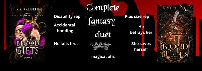 Blood Gifts and Blood Burden Blood Gifts and Blood Burden books, disability rep, accidental bonding, he falls first, magical os, plus size rep, he betrays her, she saves herself